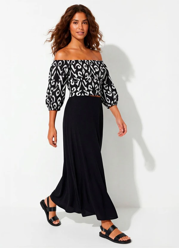 Enfim - Blusa Preto Ciganinha Animal Print 2