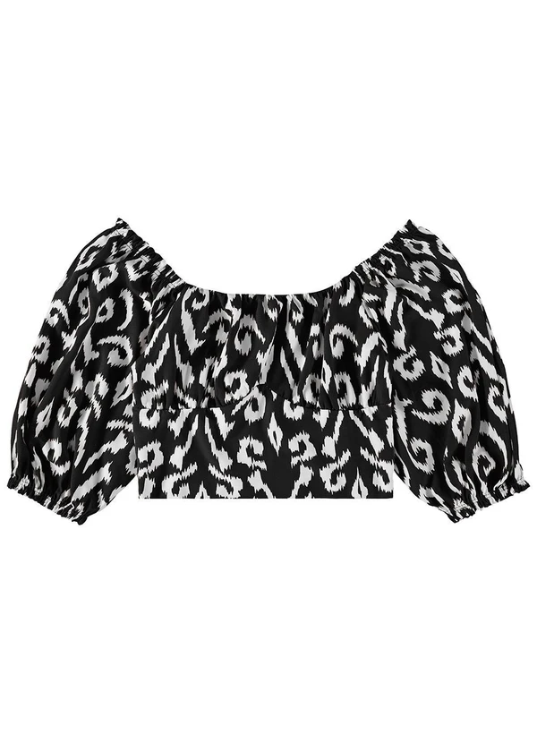 Enfim - Blusa Preto Ciganinha Animal Print 3