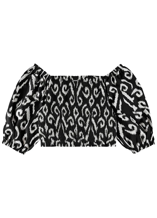 Enfim - Blusa Preto Ciganinha Animal Print 4