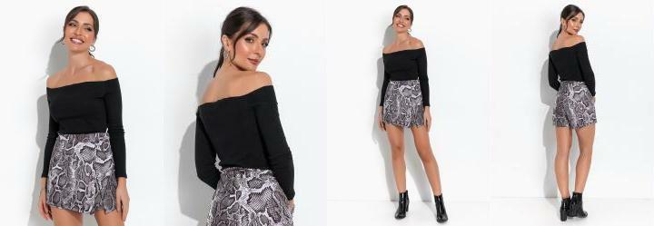 Blusa Preto em Canelado