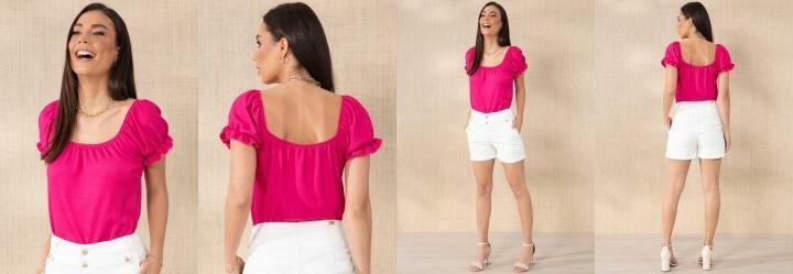 Blusa Rosa Ombro a Ombro