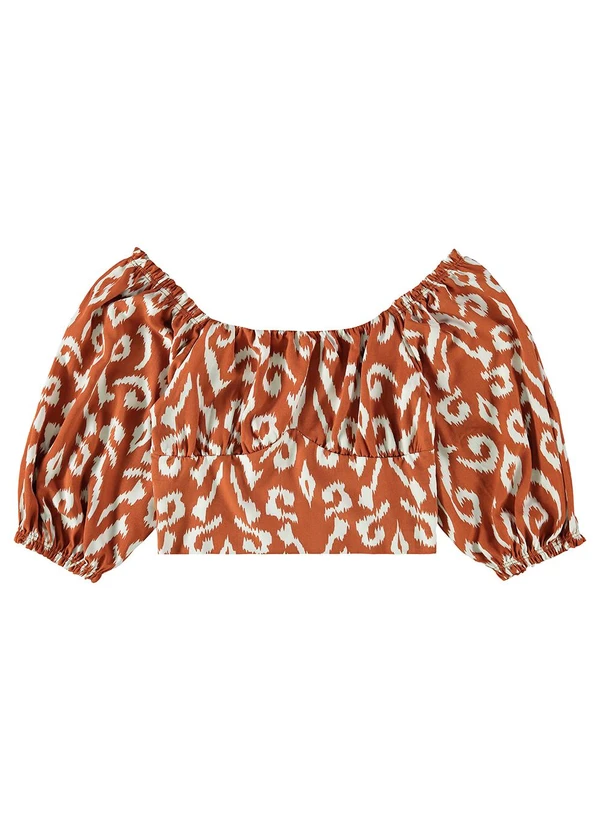Enfim - Blusa Terracota Ciganinha Animal Print 3