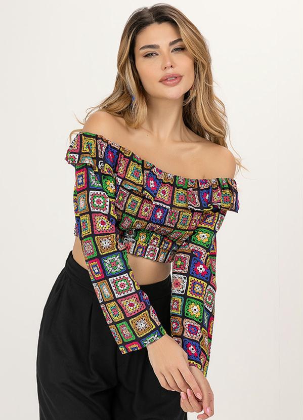 Angel - Blusa Viscose Manga Longa Estampado