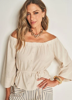 Doce Trama - Camisa Ombro a Ombro  Branco - DOCE TRAMA