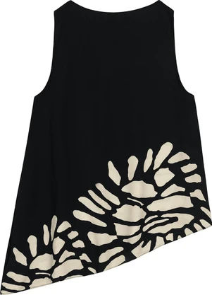 Malwee - Blusa Abstrata Assimétrica Preto - MALWEE
