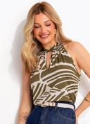 Blusa Abstrato Verde em Malha de Viscose