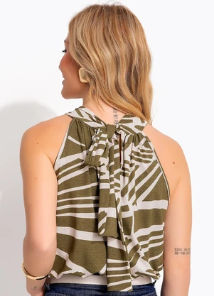 Quintess - Blusa Abstrato Verde em Malha de Viscose - QUINTESS