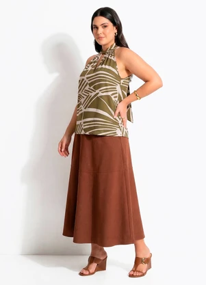 Quintess - Blusa Abstrato Verde em Malha de Viscose - QUINTESS