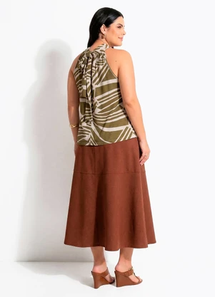 Quintess - Blusa Abstrato Verde em Malha de Viscose - QUINTESS