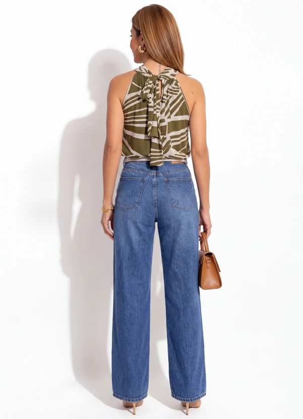 Quintess - Blusa Abstrato Verde em Malha de Viscose 6