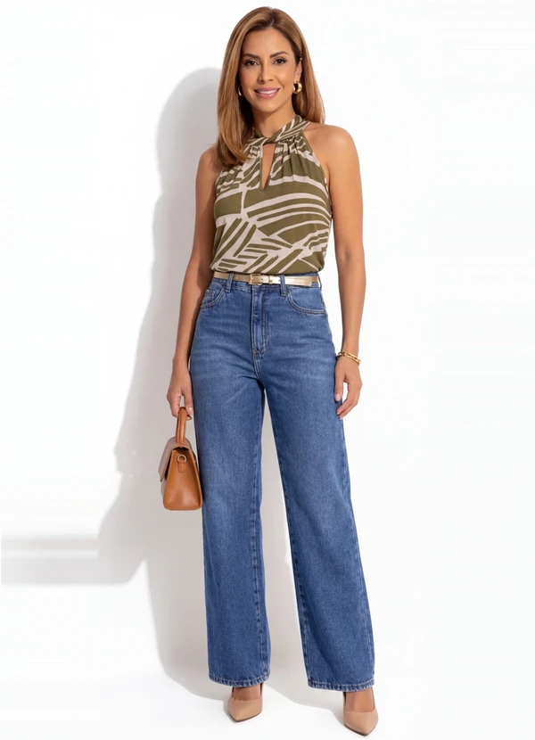 Quintess - Blusa Abstrato Verde em Malha de Viscose 7