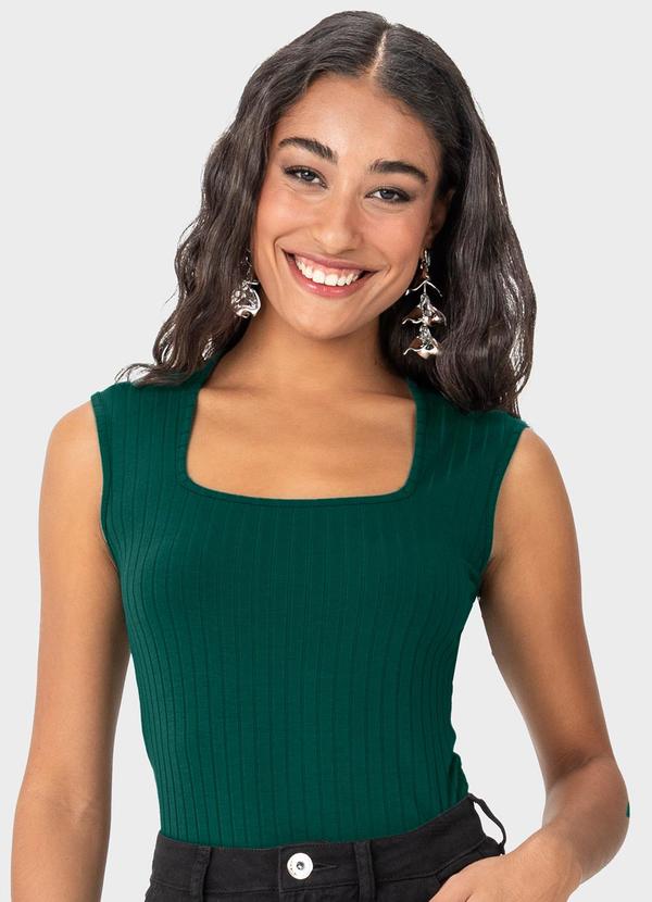 Malwee - Blusa Ajustada Canelada Verde