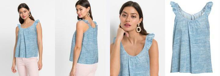 Blusa Ala com Babado Azul
