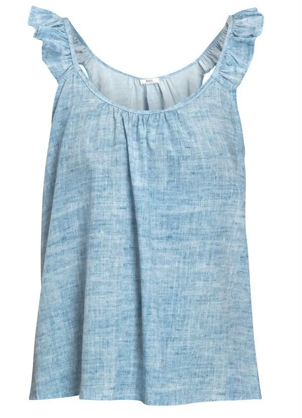 bonprix - Blusa Alça com Babado Azul 1