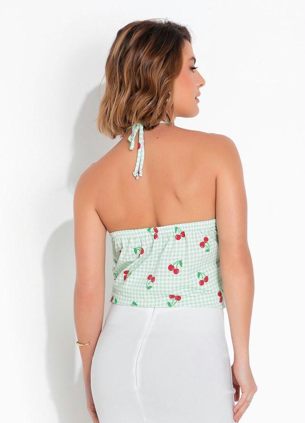 Outlet - Blusa Alças para Amarrar com Babado Verde 2