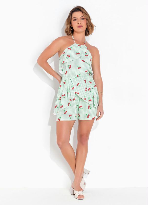 Outlet - Blusa Alças para Amarrar com Babado Verde 4