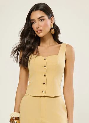 Naguchi - Blusa Alfaiataria com Decote Coracao Amarelo Vani - NAGUCHI