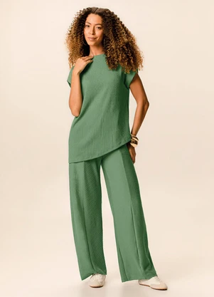 Malwee - Blusa Alongada Texturizada Verde Menta - MALWEE