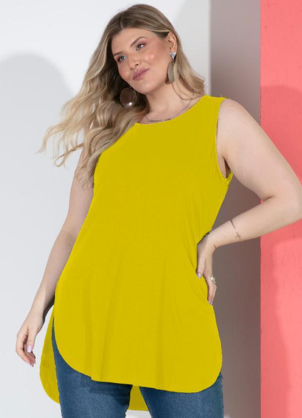 Outlet - Blusa Amarela com Barra Arredondada e Fendas 5