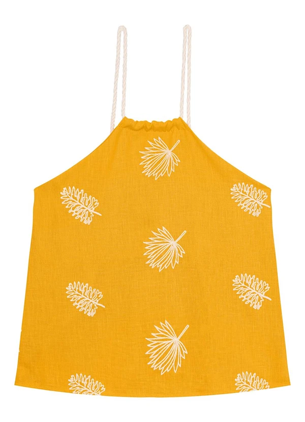 Malwee - Blusa Amarela Folhas com Torção 2