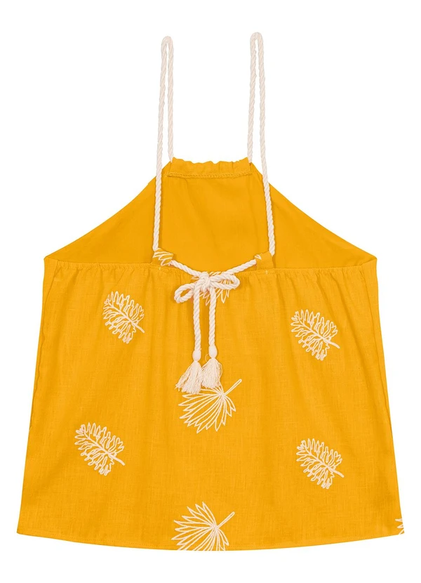 Malwee - Blusa Amarela Folhas com Torção 3