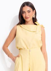 Blusa Amarelo em Tecido de Alfaiataria