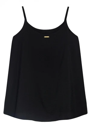 Enfim - Blusa Ampla Acetinada Texturizada Preto - ENFIM