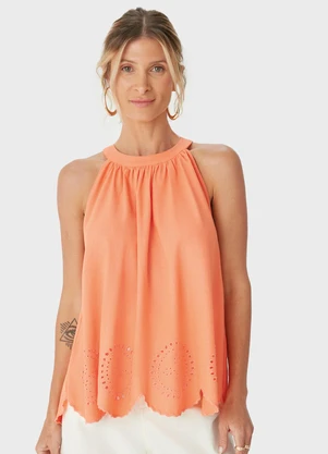 Malwee - Blusa Ampla Bordada Laranja Claro - MALWEE