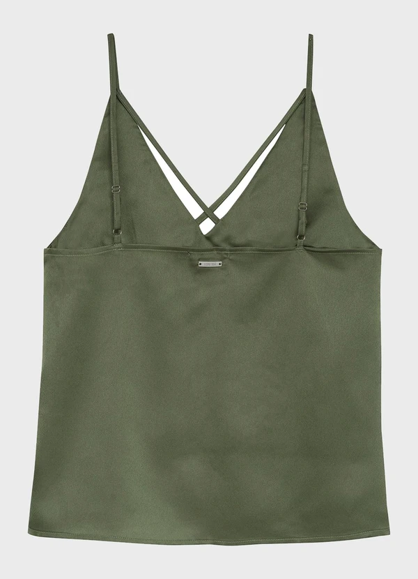 Enfim - Blusa Ampla em Cetim Verde Militar 4