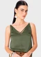 Enfim - Blusa Ampla em Cetim Preto - variação: Verde Militar