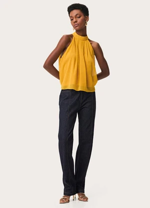 Enfim - Blusa Ampla em Crepe Amarelo - ENFIM