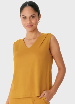 Malwee - Blusa Ampla em Moletinho Amarelo Mostarda - MALWEE