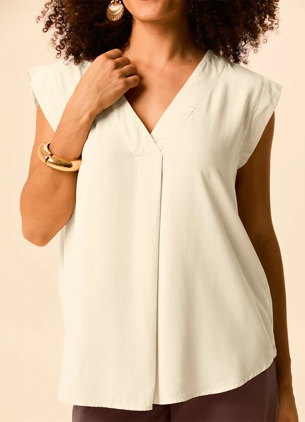 Malwee - Blusa Ampla em Viscose Off White