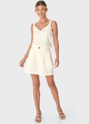 Malwee - Blusa Ampla Folhagens em Jacquard Off White - MALWEE
