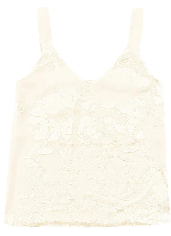 Malwee - Blusa Ampla Folhagens em Jacquard Off White 3