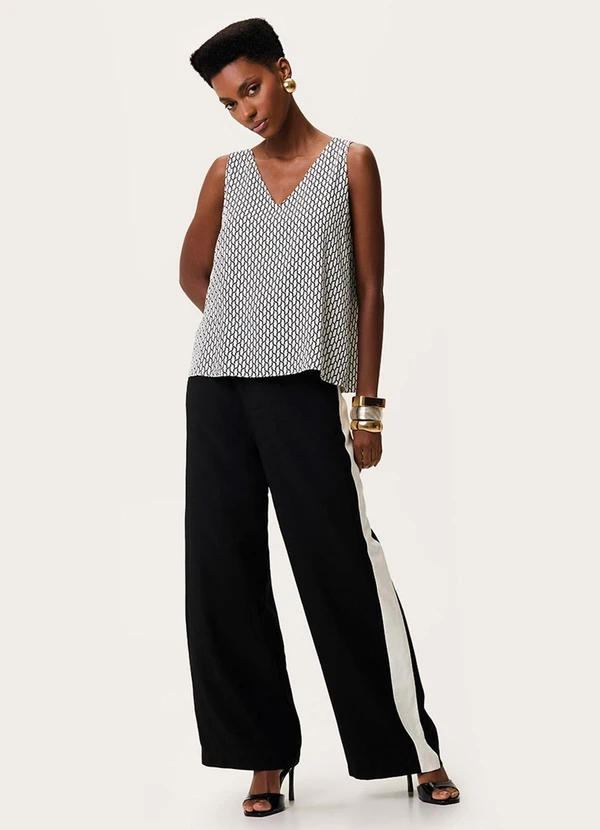 Enfim - Blusa Ampla Geométrica Branco