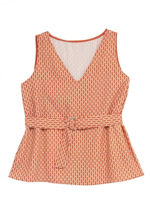 Enfim - Blusa Ampla Geométrica Laranja - ENFIM