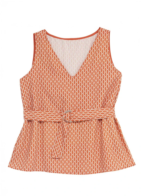 Enfim - Blusa Ampla Geométrica Laranja
