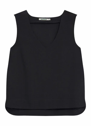 Malwee - Blusa Ampla Sarjada Decote "V" Preto - MALWEE