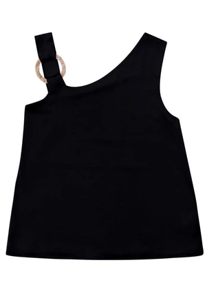 Malwee - Blusa Assimétrica com Argola Preto - MALWEE