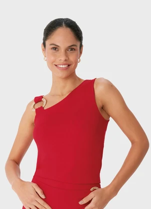 Malwee - Blusa Assimétrica com Argola Vermelho - MALWEE