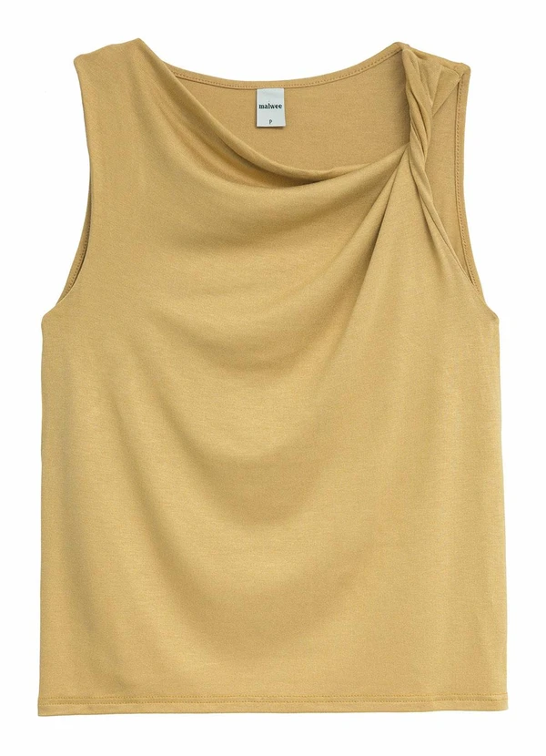 Malwee - Blusa Assimétrica com Torção Amarelo Mostarda 1