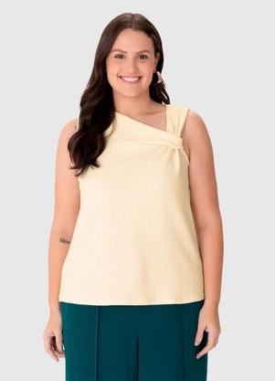 Malwee - Blusa Assimétrica com Torção Off White - MALWEE