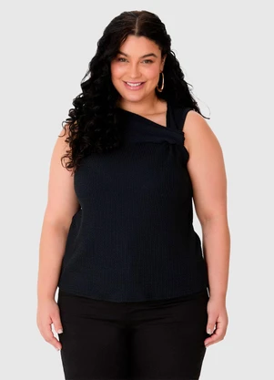 Malwee - Blusa Assimétrica com Torção Preto - MALWEE