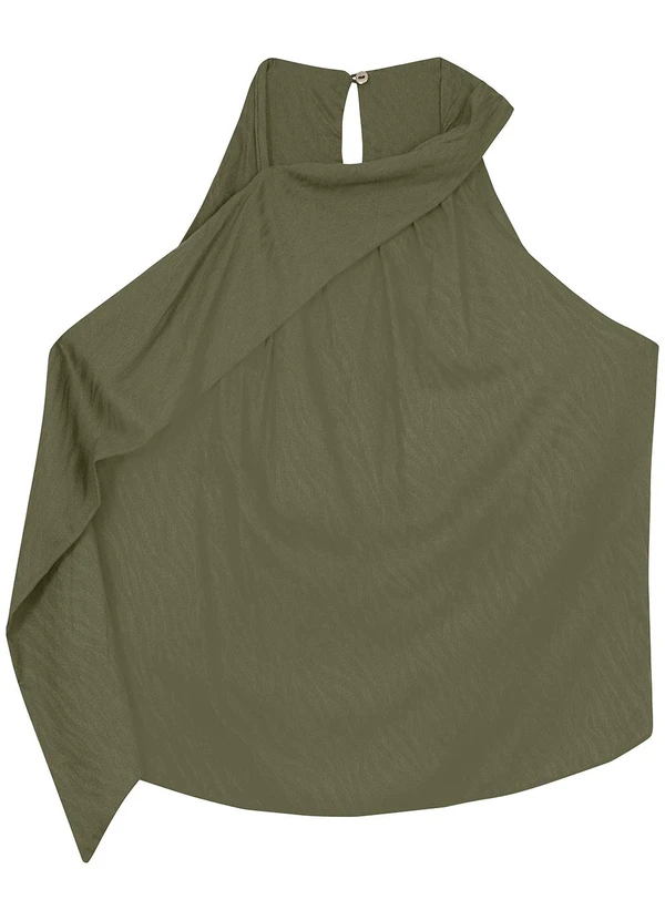 Enfim - Blusa Assimétrica em Jacquard Verde Militar 2