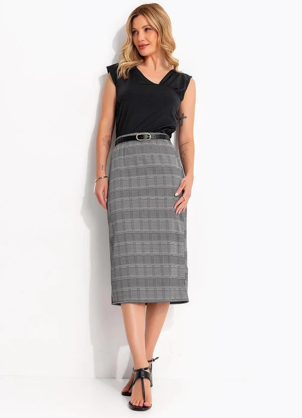 Quintess - Blusa Assimétrica Preta em Microflex com Detalhe Franzido 9