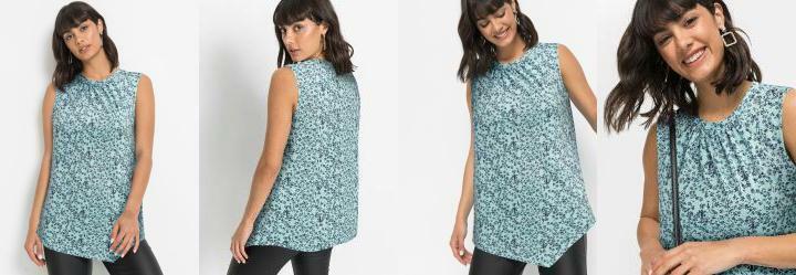 Blusa Assimtrica Regata Floral Azul