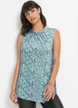bonprix - Blusa Assimétrica Regata Floral Azul - BONPRIX