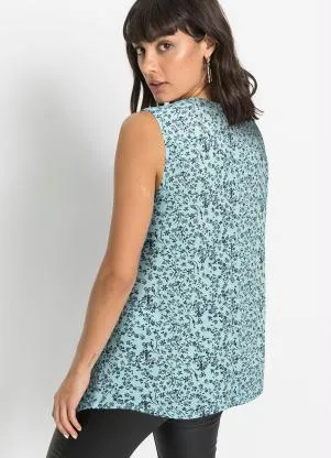 bonprix - Blusa Assimétrica Regata Floral Azul - BONPRIX