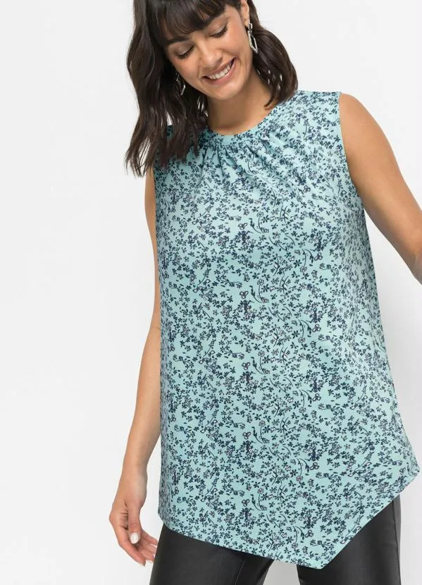 bonprix - Blusa Assimétrica Regata Floral Azul 3